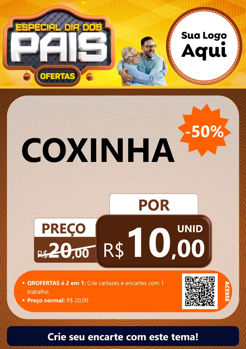 Modelo de Cartaz para Cartaz A4 Vertical com o tema Especial Dia dos Pais para Salgadaria