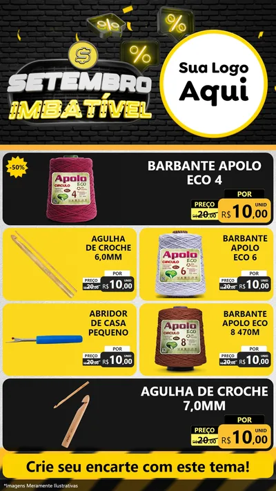 Modelo de TV para TV Vertical com o tema Setembro Imbatível para Armarinho e Aviamentos