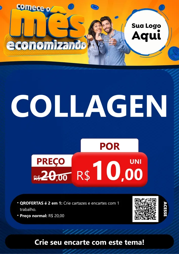 Modelo de Cartaz para Cartaz A4 Vertical com o tema Comece O Mês Economizando para Suplementos alimentares