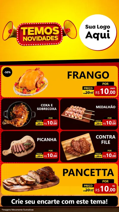 Modelo de TV para TV Vertical com o tema Temos Novidades para Assados