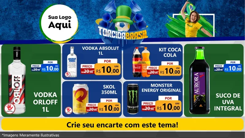 Modelo de TV para TV Horizontal com o tema Torcida Brasil - Copa para Distribuidora de bebidas