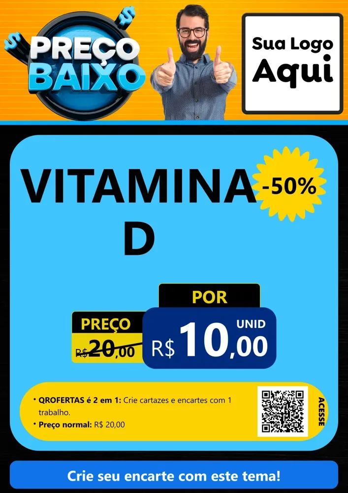 Modelo de Cartaz para Cartaz A4 Vertical com o tema Preço Baixo para Farmácia