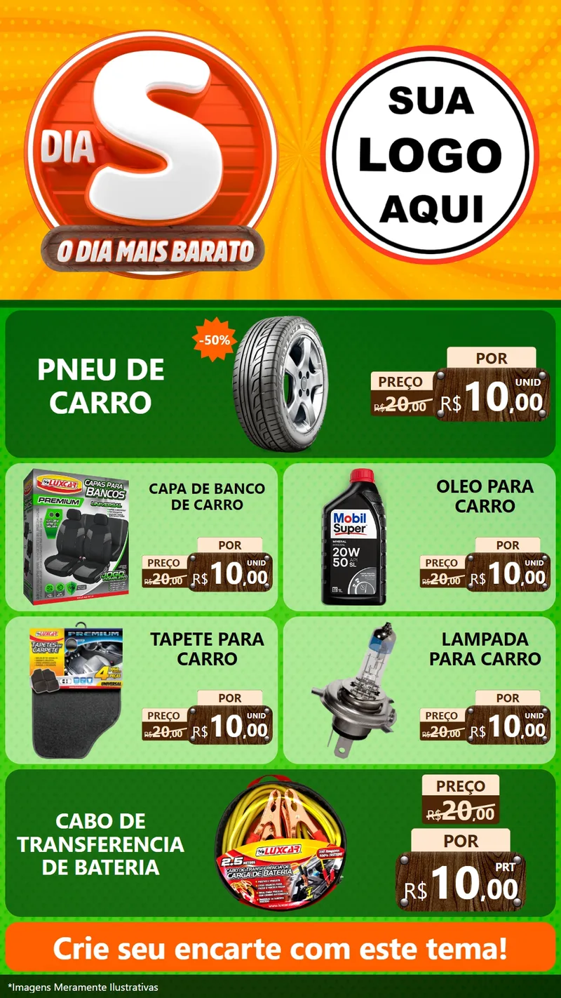 Modelo de TV para TV Vertical com o tema Dia S - O Dia Mais Barato para Auto peças