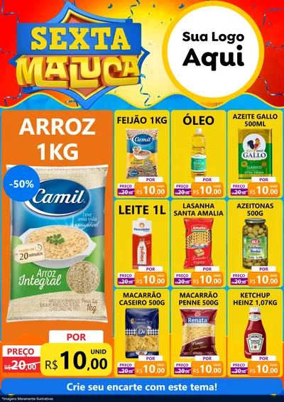 Modelo de Encarte para Encarte A4 Vertical com o tema Sexta Maluca para Supermercado