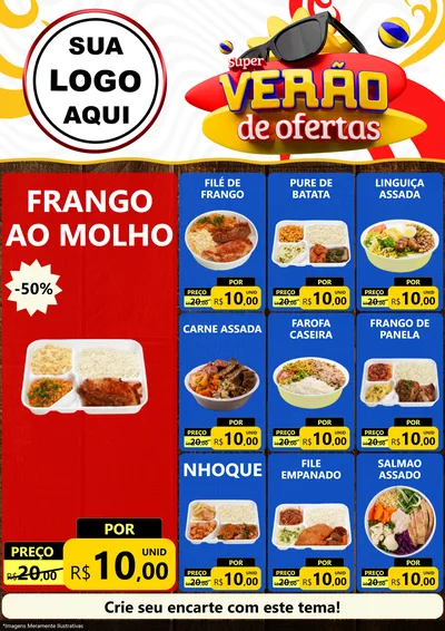 Modelo de Encarte para Encarte A4 Vertical com o tema Super Verão de Ofertas para Restaurante