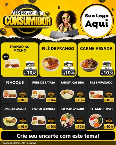 Modelo de Rede Social para Feed Instagram com o tema Mês Especial do Consumidor para Restaurante