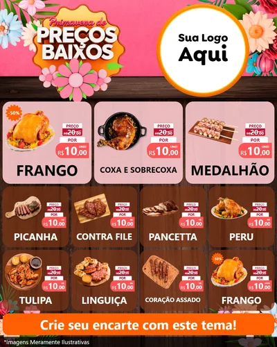 Modelo de Rede Social para Feed Instagram com o tema Primavera de Preços Baixos para Assados