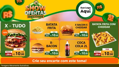 Modelo de TV para TV Horizontal com o tema Show de Ofertas Imbatíveis para Hamburgueria