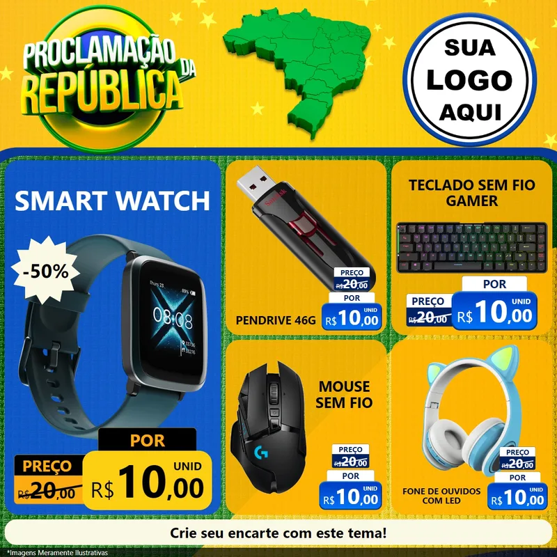 Modelo de Rede Social para Feed Facebook com o tema Proclamação da República para Informática