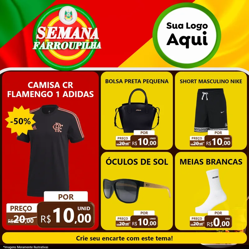 Modelo de Rede Social para Feed Facebook com o tema Semana Farroupilha para Roupas e acessórios