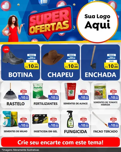 Modelo de Rede Social para Feed Instagram com o tema Super Ofertas para Agropecuária