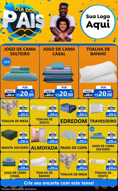 Modelo de Encarte para Encarte Grande com o tema Dia dos Pais para Cama, Mesa e Banho