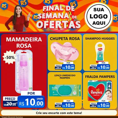 Modelo de Rede Social para Feed Facebook com o tema Final de Semana de Ofertas para Bebês