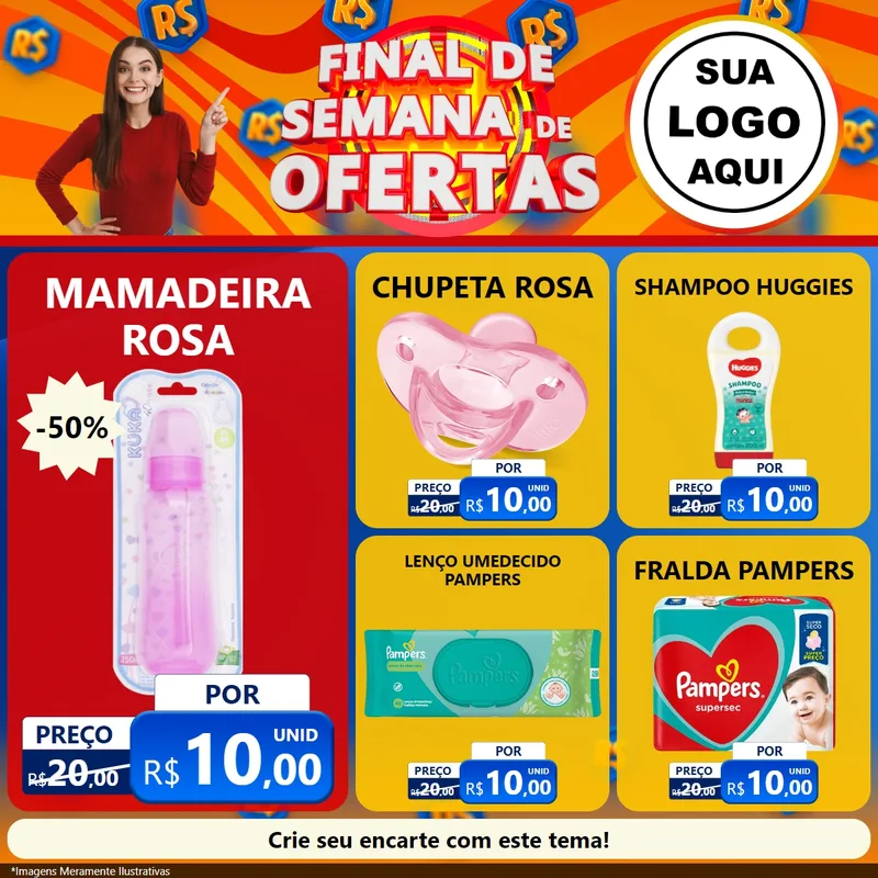 Modelo de Rede Social para Feed Facebook com o tema Final de Semana de Ofertas para Bebês