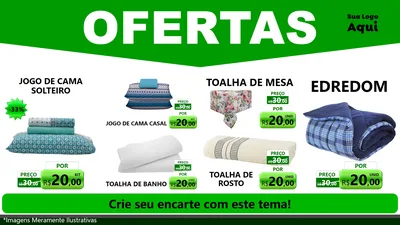 Modelo de TV para TV Horizontal com o tema Ofertas Verde Cartaz para Cama, Mesa e Banho
