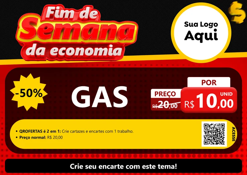 Modelo de Cartaz para Cartaz A4 Horizontal com o tema Fim de Semana da Economia para Água e gás