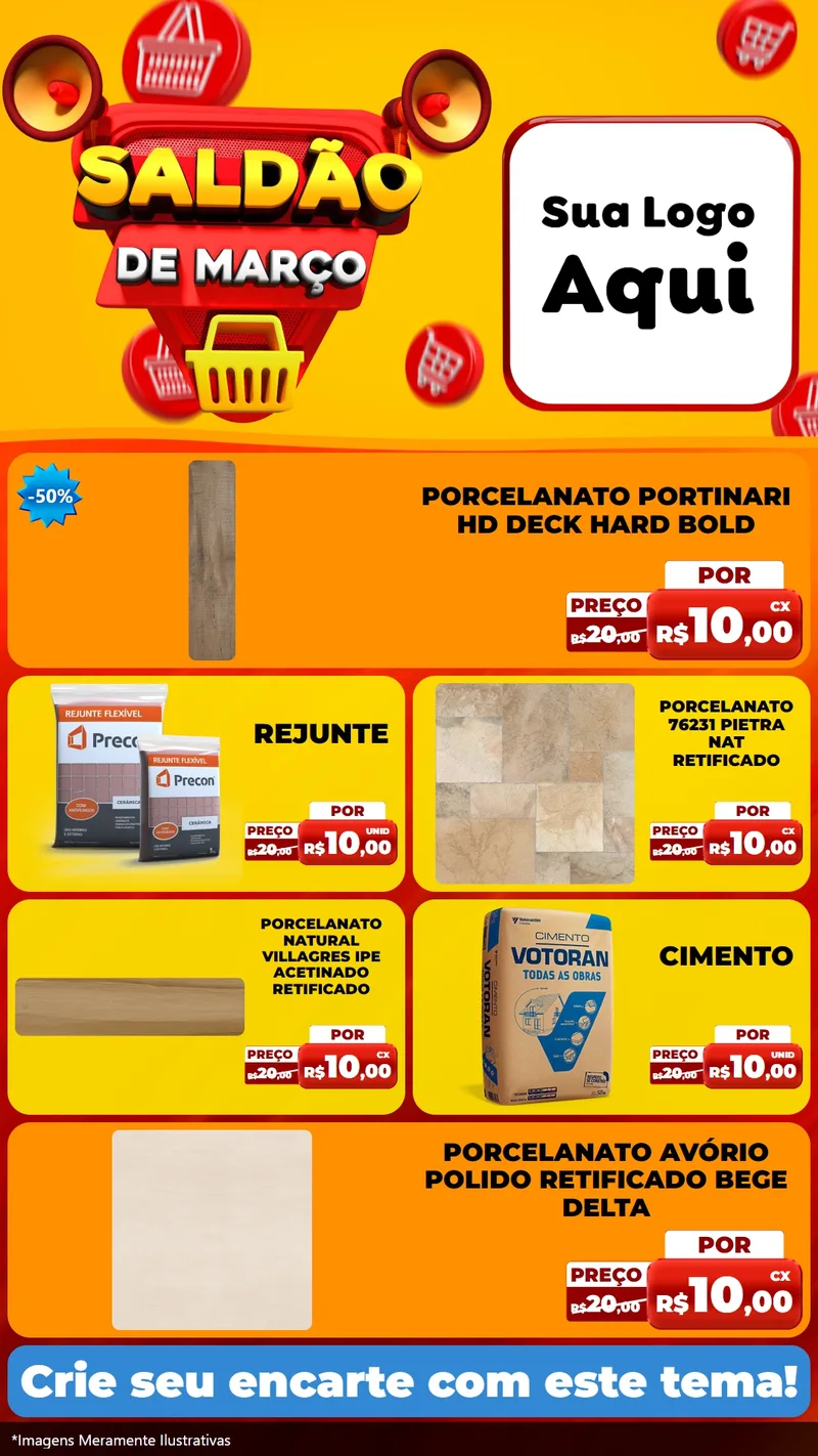 Modelo de TV para TV Vertical com o tema Saldão de Março para Pisos e revestimentos