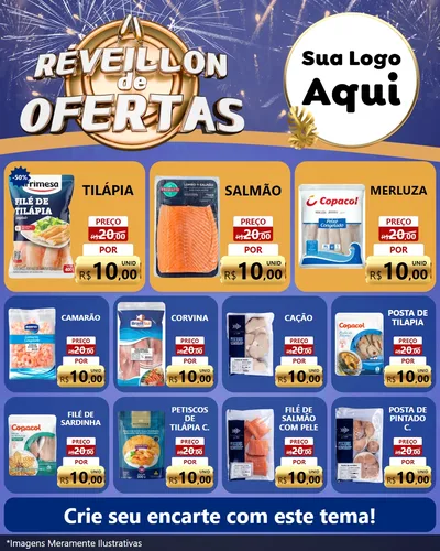 Modelo de Rede Social para Feed Instagram com o tema Réveillon de Ofertas para Peixaria