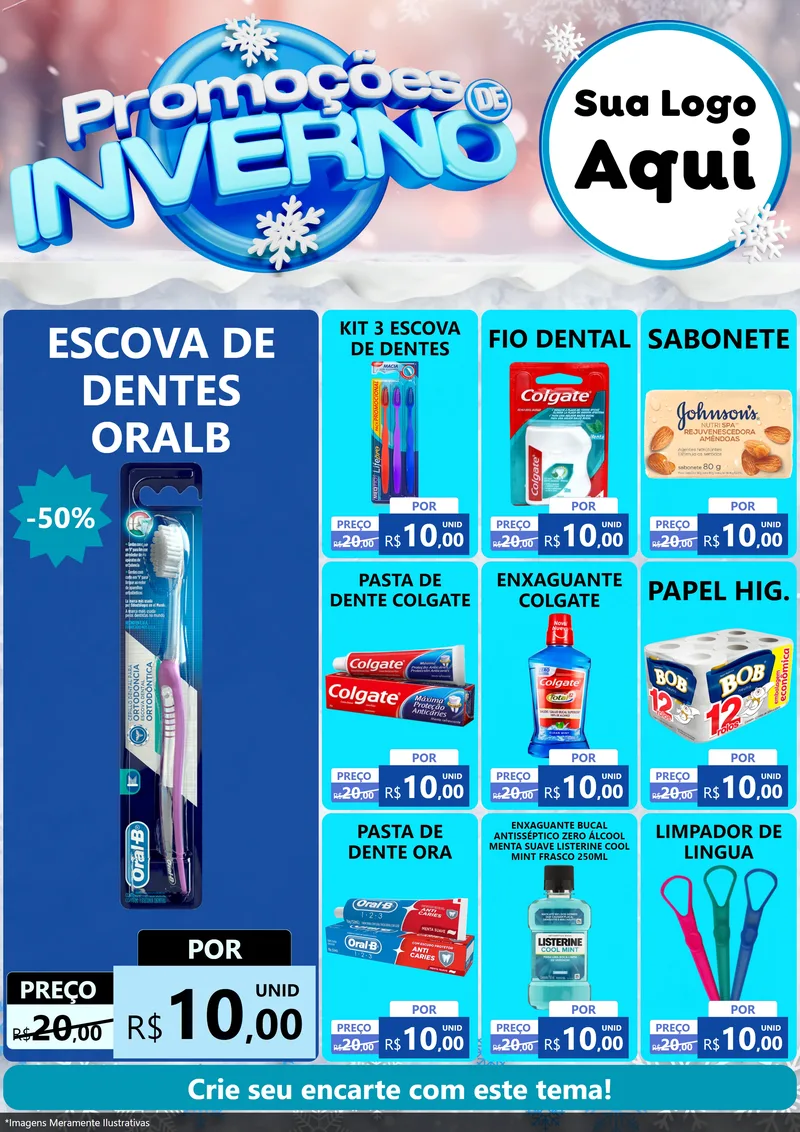 Modelo de Encarte para Encarte A4 Vertical com o tema Promoções de Inverno para Higiene Pessoal