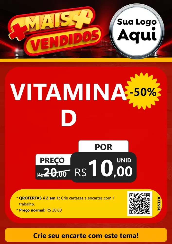 Modelo de Cartaz para Cartaz A4 Vertical com o tema Mais Vendidos para Farmácia