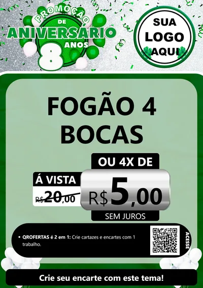 Modelo de Cartaz para Cartaz A4 Vertical com o tema Promoção de Aniversário - 8 Anos para Móveis e Eletro