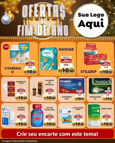 Modelo de Rede Social para Feed Instagram com o tema Ofertas de Fim de Ano para Farmácia