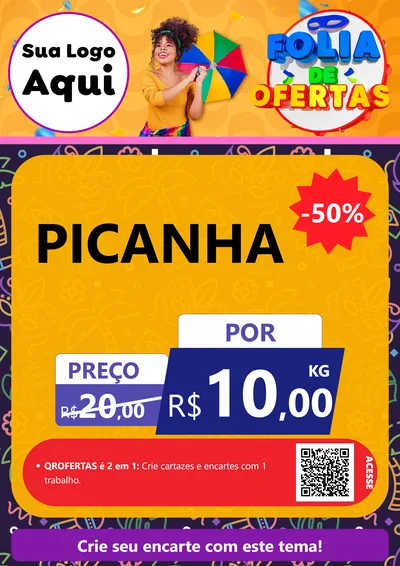 Modelo de Cartaz para Cartaz A4 Vertical com o tema Folia de Ofertas para Açougue