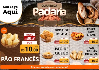 Modelo de Encarte para Encarte A4 Horizontal com o tema Quarta da Padaria para Padaria
