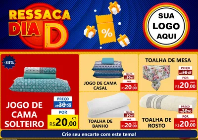 Modelo de Encarte para Encarte A4 Horizontal com o tema Ressaca Dia D para Cama, Mesa e Banho