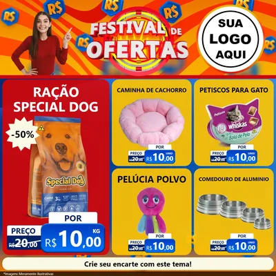 Modelo de Rede Social para Feed Facebook com o tema Festival de Ofertas para Pet Shop