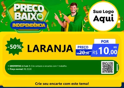 Modelo de Cartaz para Cartaz A4 Horizontal com o tema Preço Baixo de Independência para Hortifrúti