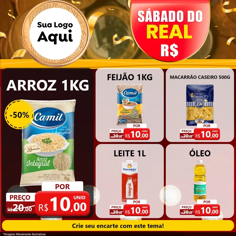 Modelo de Rede Social para Feed Facebook com o tema Sábado do Real para Supermercado