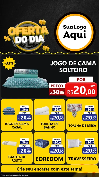 Modelo de Rede Social para Stories com o tema Oferta Do Dia para Cama, Mesa e Banho