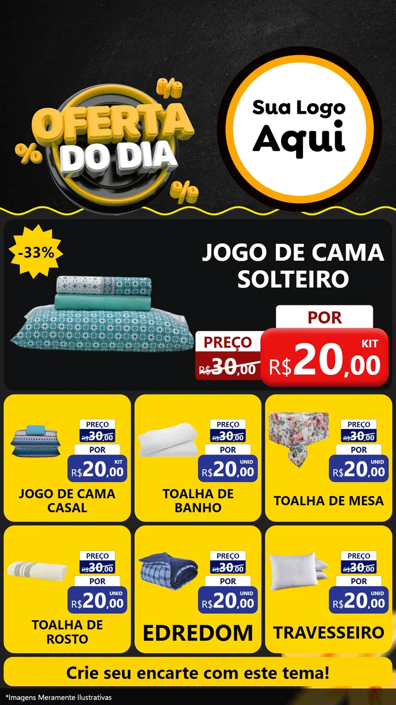 Modelo de Rede Social para Stories com o tema Oferta Do Dia para Cama, Mesa e Banho