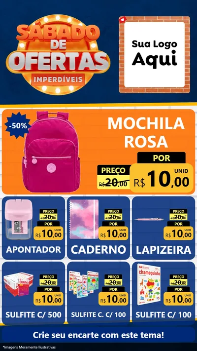 Modelo de Rede Social para Stories com o tema Sábado de Ofertas Imperdíveis para Papelaria