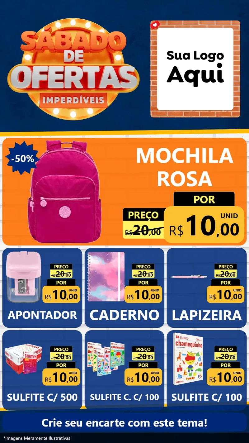 Modelo de Rede Social para Stories com o tema Sábado de Ofertas Imperdíveis para Papelaria