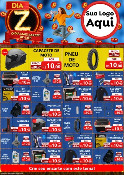 Modelo de Encarte para Encarte A4 Vertical com o tema Dia Z - O Dia Mais Barato Do Mês para Moto peças
