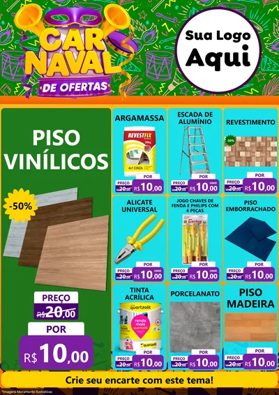 Modelo de Encarte para Encarte A4 Vertical com o tema Carnaval de Ofertas para Material para Construção
