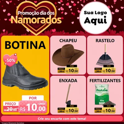 Modelo de Rede Social para Feed Facebook com o tema Promoção Dia Dos Namorados para Agropecuária