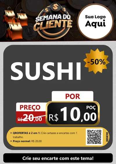Modelo de Cartaz para Cartaz A4 Vertical com o tema Semana do Cliente para Comida japonesa