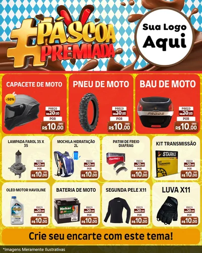 Modelo de Rede Social para Feed Instagram com o tema Páscoa Premiada para Moto peças