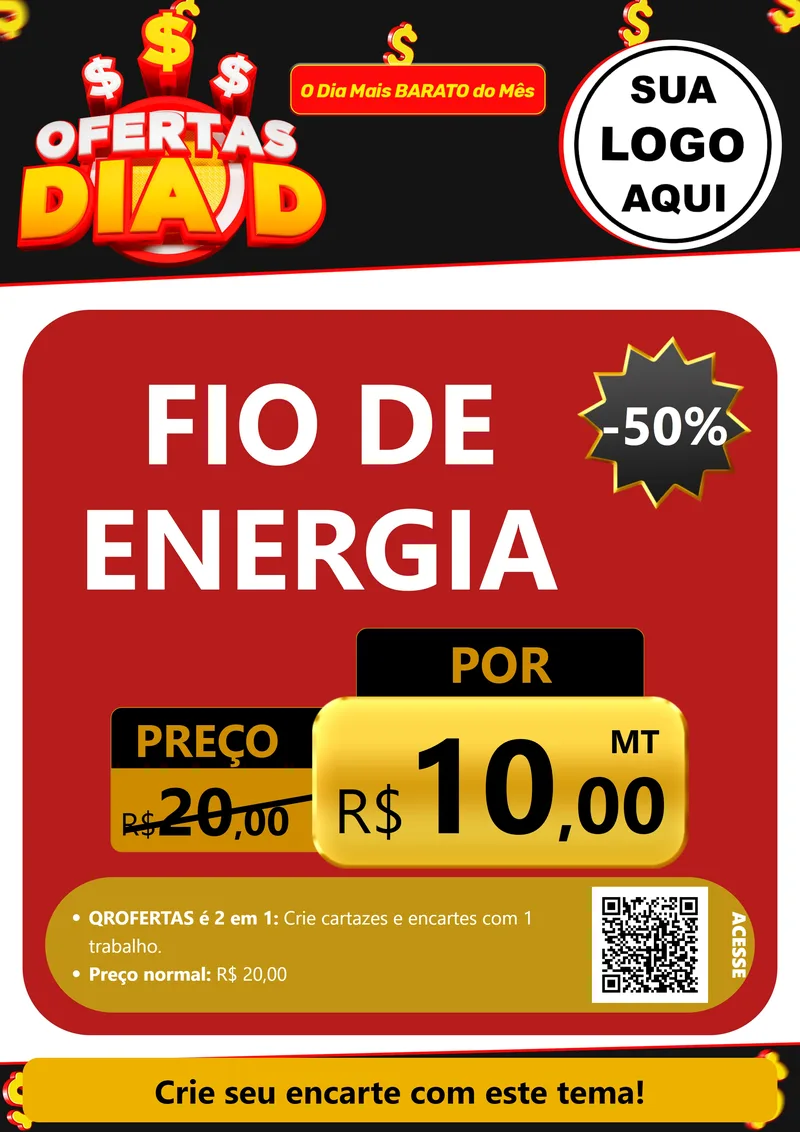 Modelo de Cartaz para Cartaz A4 Vertical com o tema Ofertas Dia D para Materiais Elétricos