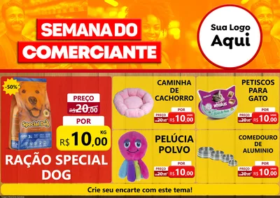 Modelo de Encarte para Encarte A4 Horizontal com o tema Semana do Comerciante para Pet Shop
