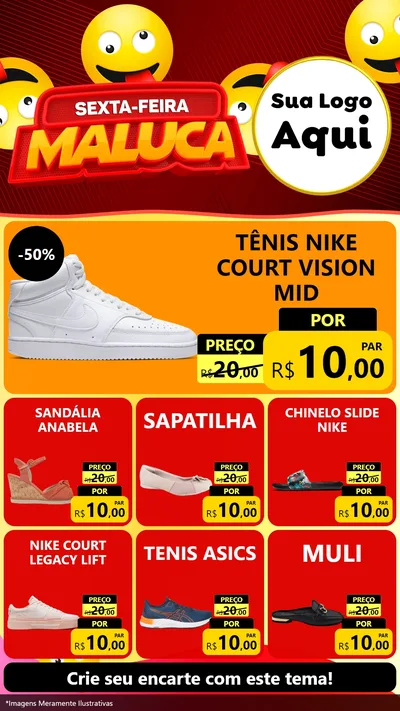 Modelo de Rede Social para Stories com o tema Sexta-feira Maluca para Calçados