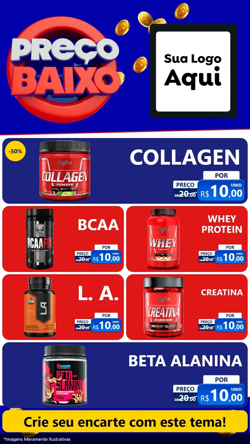 Modelo de TV para TV Vertical com o tema Preço Baixo para Suplementos alimentares