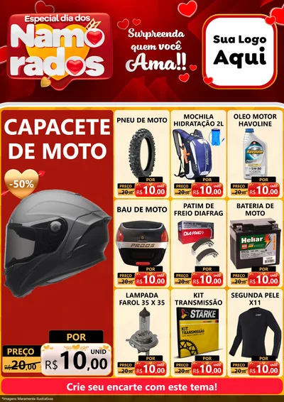 Modelo de Encarte para Encarte A4 Vertical com o tema Especial Dia dos Namorados para Moto peças