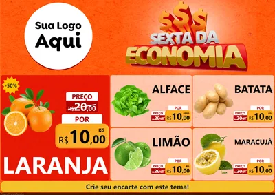 Modelo de Encarte para Encarte A4 Horizontal com o tema Sexta da Economia para Hortifrúti