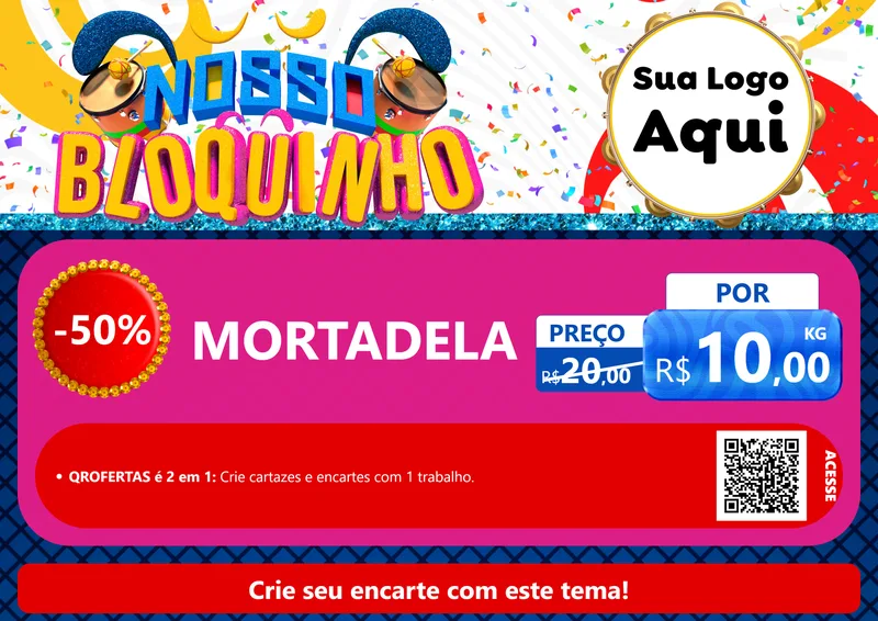 Modelo de Cartaz para Cartaz A4 Horizontal com o tema Nosso Bloquinho para Frios e Laticínios