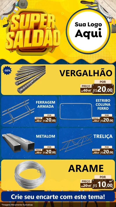 Modelo de TV para TV Vertical com o tema Super Saldão para Ferragens
