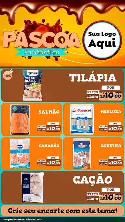 Modelo de TV para TV Vertical com o tema Páscoa Fantástica para Peixaria